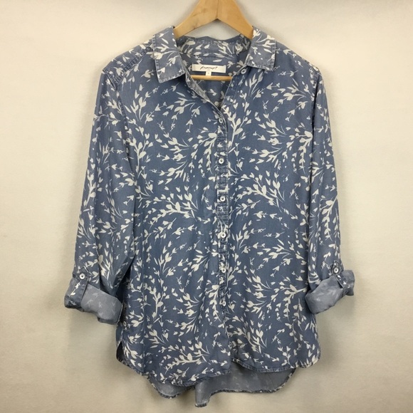 Foxcroft Carmen Long Sleeve Wistful Branches Tencel Button Up Shirt Size 12 - Picture 3 of 11